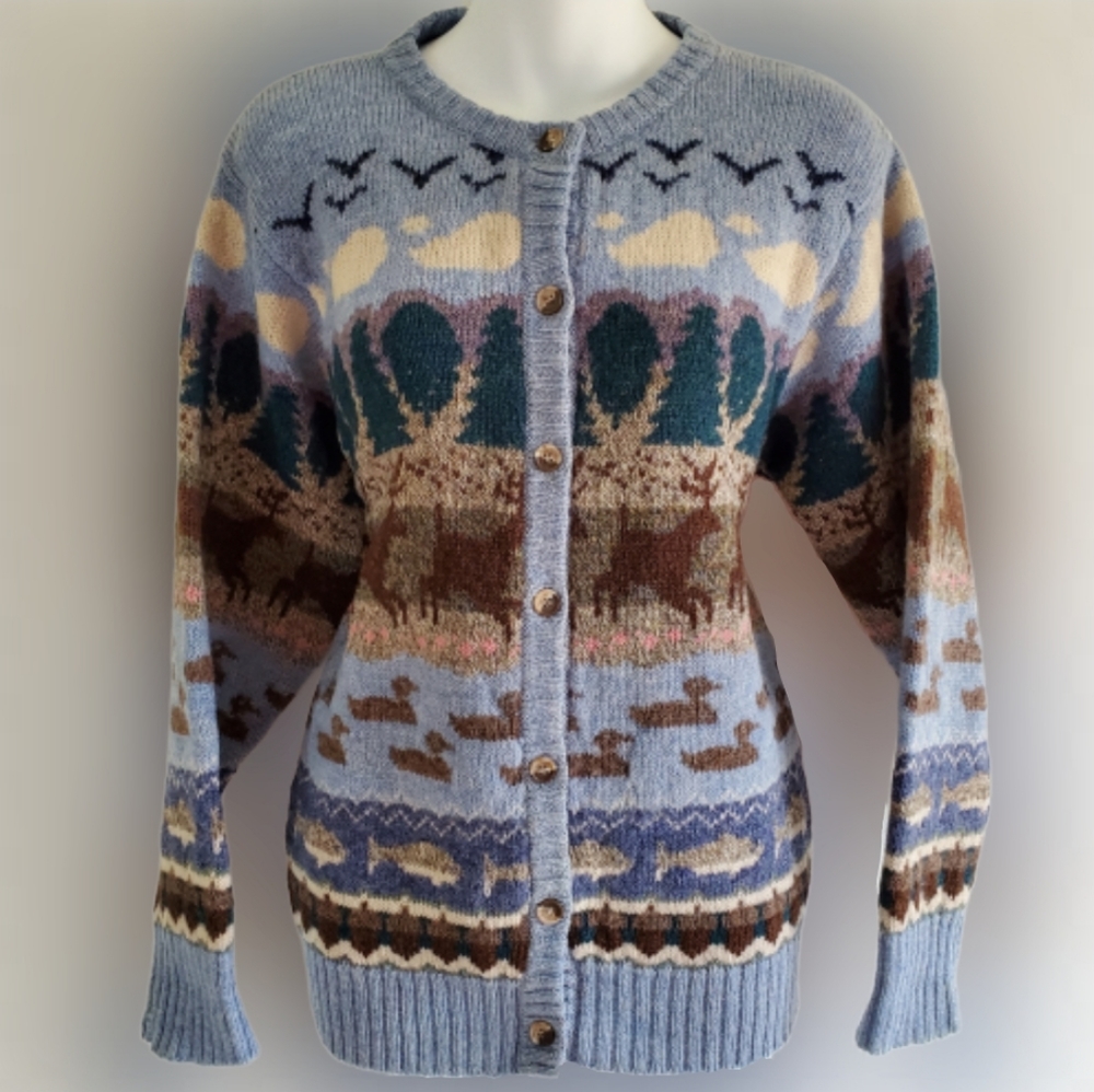 Orvis VTG 100% Wool Button Down Cardigan